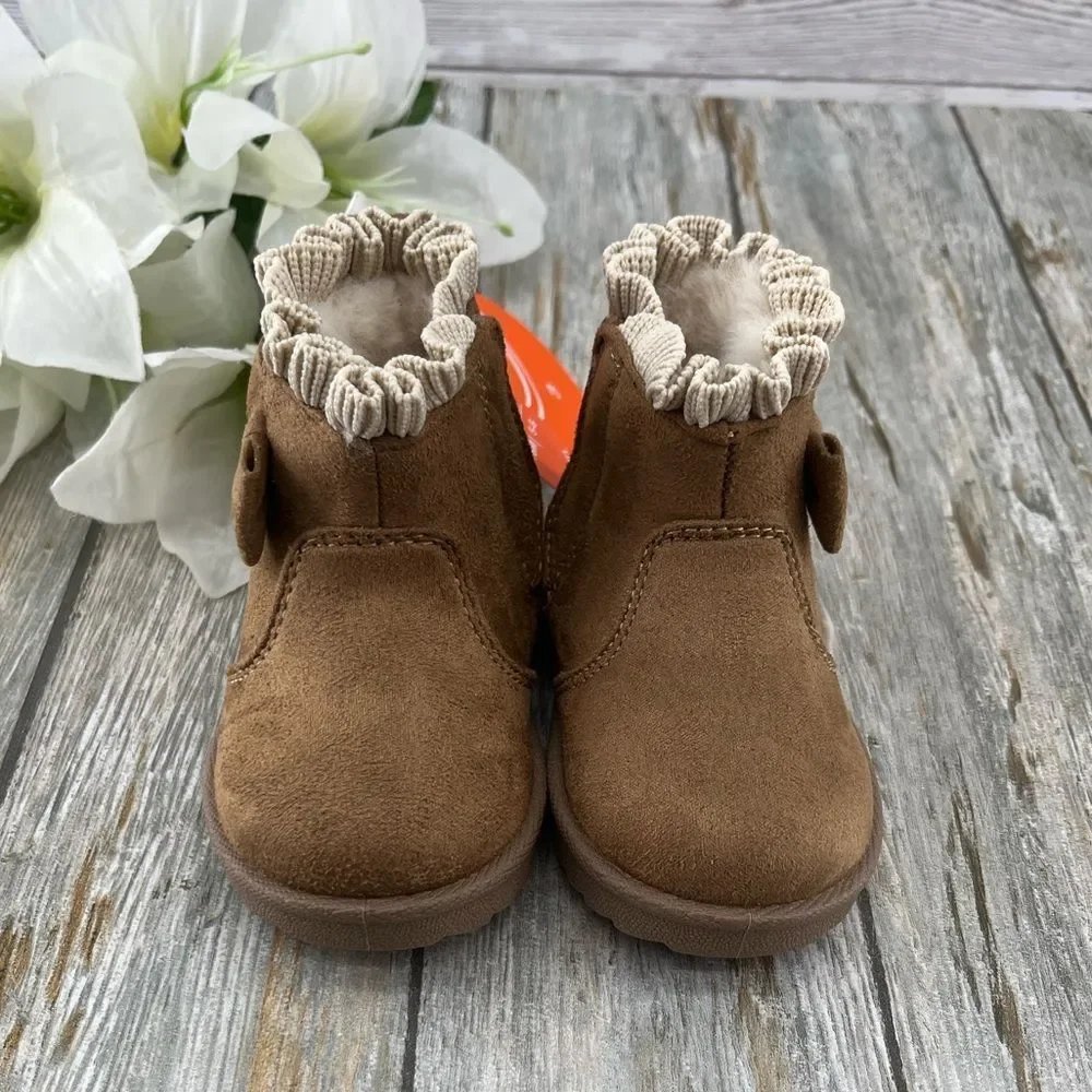 Baby Girls Faux Fur Shearing Boots Shoes Size 3